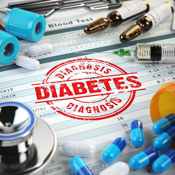 diabetes stamped on paper